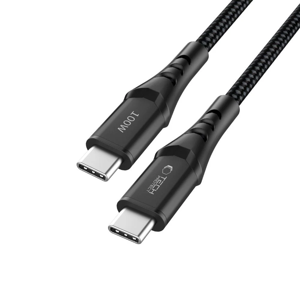 USB-C Data and Charging Cable - USB-C Tech-Protect UB11T Ultraboost, 100W, 1m, Black - Image 2