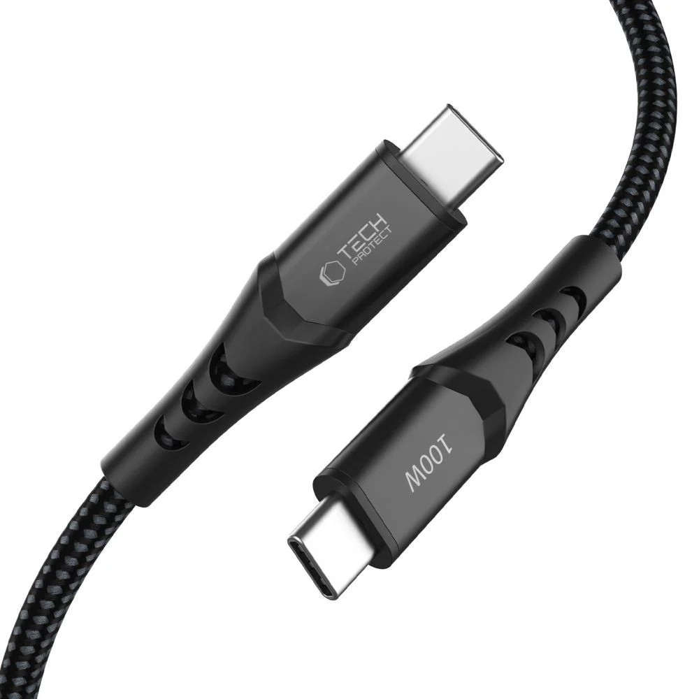 USB-C Data and Charging Cable - USB-C Tech-Protect UB11T Ultraboost, 100W, 1m, Black - Image 3