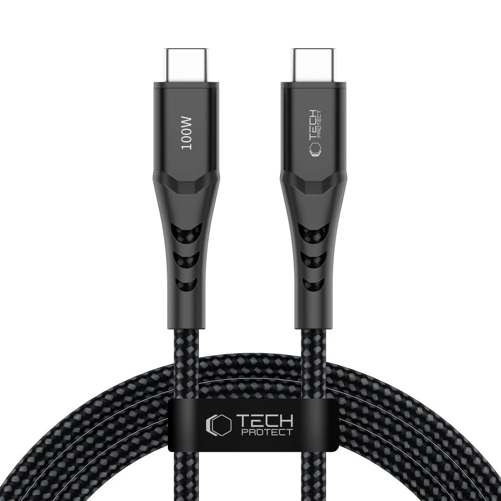 USB-C Data and Charging Cable - USB-C Tech-Protect UB11T Ultraboost, 100W, 2m, Black