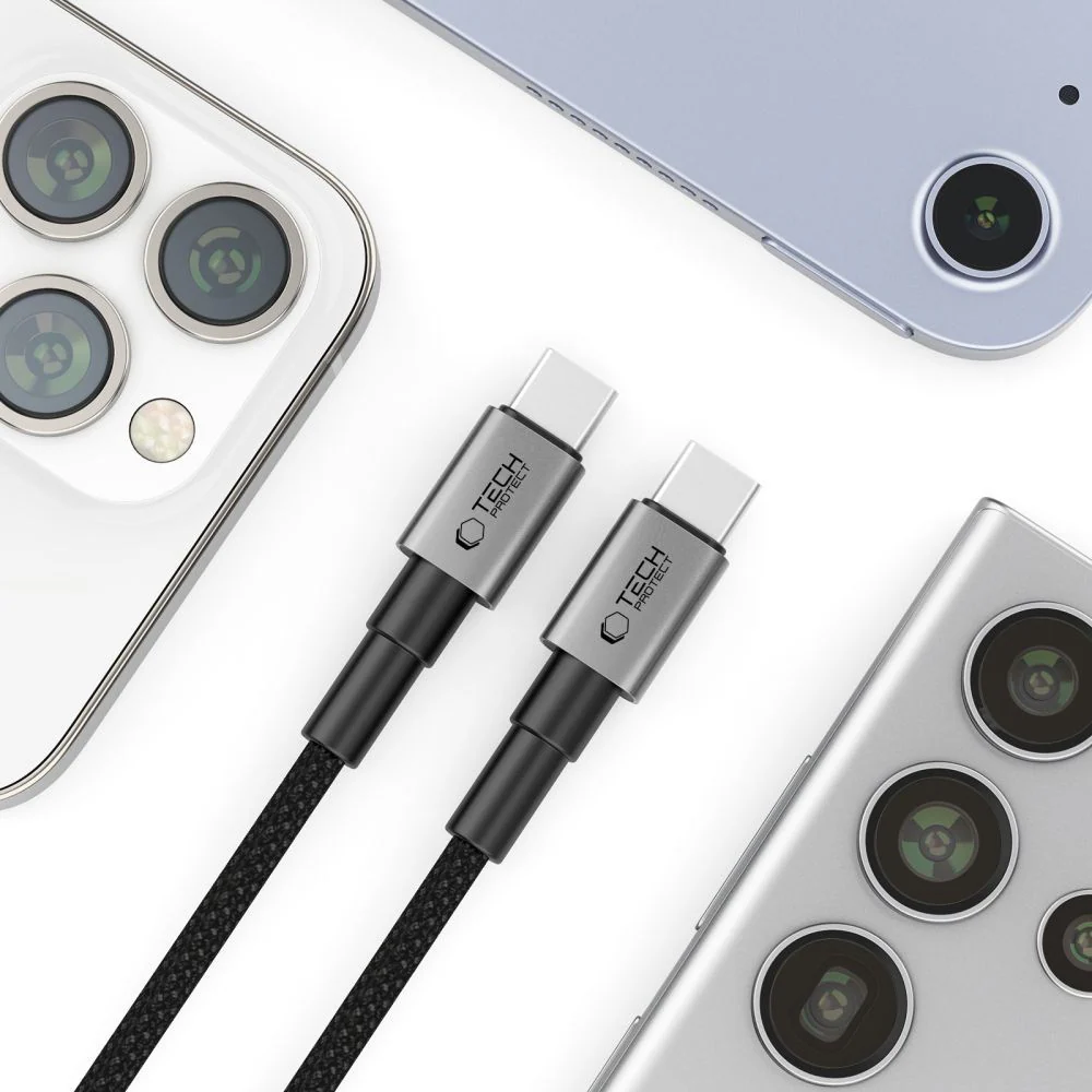 USB-C Data and Charging Cable - USB-C Tech-Protect Ultraboost DNA MagTwist, 100W, 2m, Gray - Image 4
