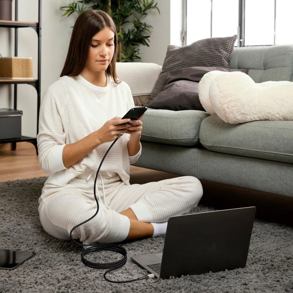 USB-C Data and Charging Cable - USB-C Tech-Protect Ultraboost EVO, 100W, 1m, Silver - Image 6