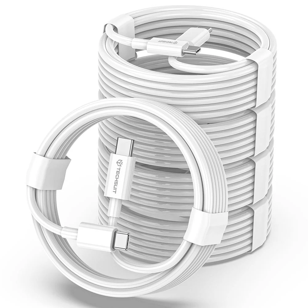 USB-C Data and Charging Cable - USB-C Techsuit PCB130, 60W, 1m, White - Image 2