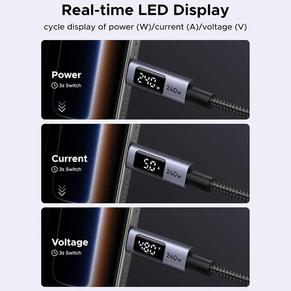 USB-C Data and Charging Cable - USB-C UGREEN 65866 Display, 240W, 1m, Gray - Image 5