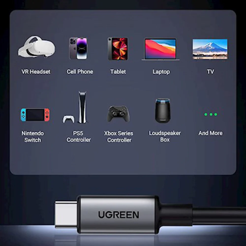 USB-C Data and Charging Cable - USB-C UGREEN US551 (90629) Angled, 60W, 5m, Black - Image 7