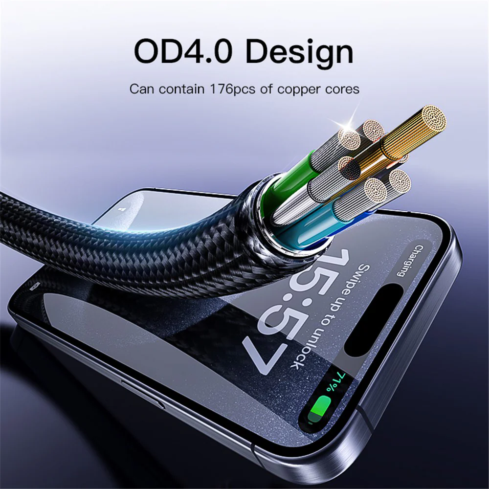 USB-C Data and Charging Cable - USB-C Yesido CA181, 60W, 1.2m, Black - Image 5