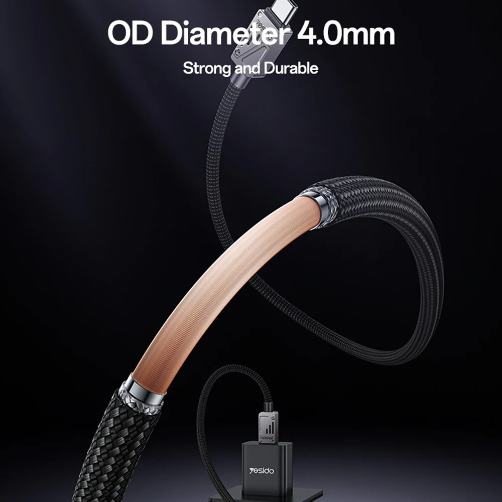 USB-C Data and Charging Cable - USB-C Yesido CA196, 60W, 1.2m, Black - Image 8