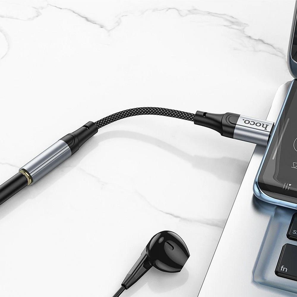 USB-C to 3.5mm Audio Adapter HOCO LS36, Gray - Image 8