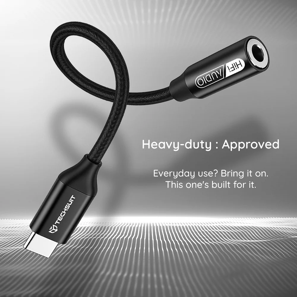 USB-C to 3.5mm Audio Adapter Techsuit AC13 FuseXound, Black - Image 3