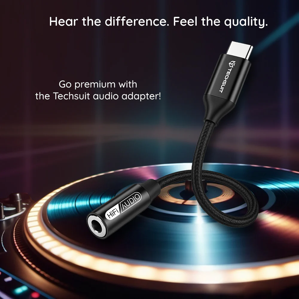 USB-C to 3.5mm Audio Adapter Techsuit AC13 FuseXound, Black - Image 4