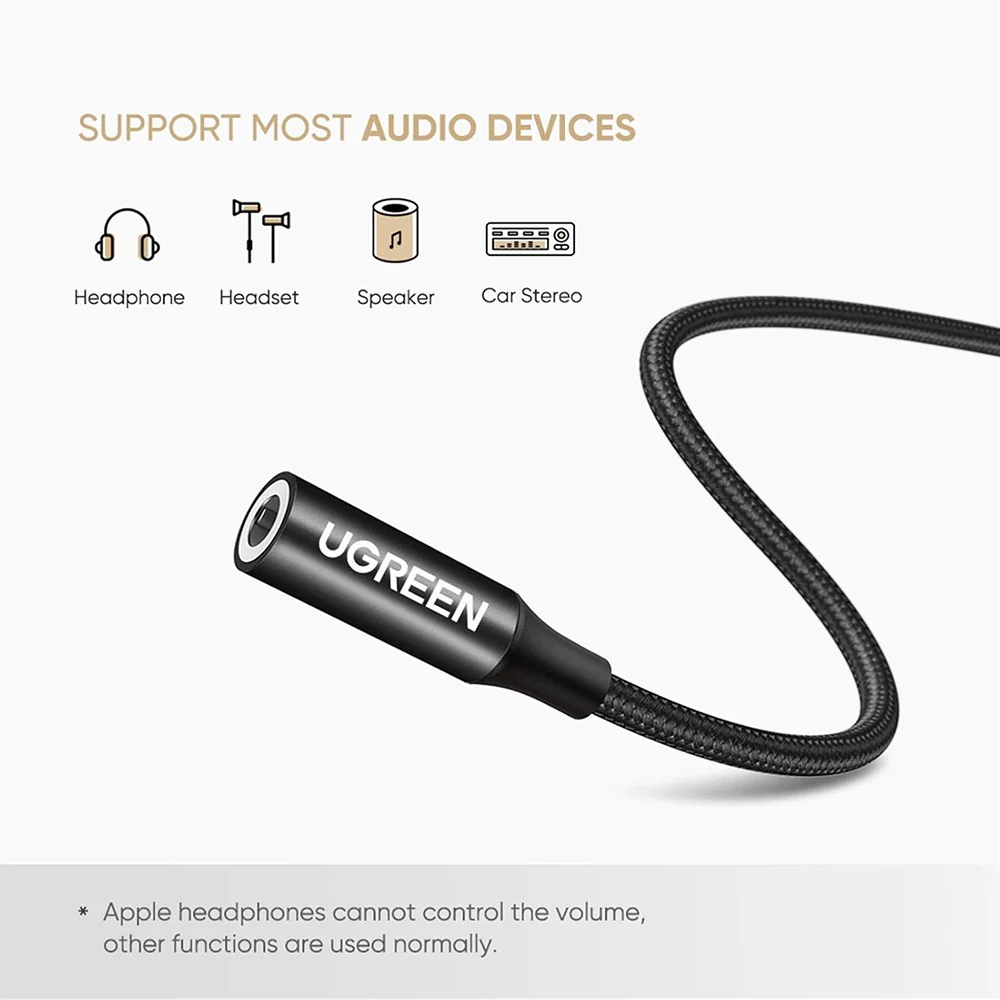 USB-C to 3.5mm Audio Adapter UGREEN AV142, Black - Image 4