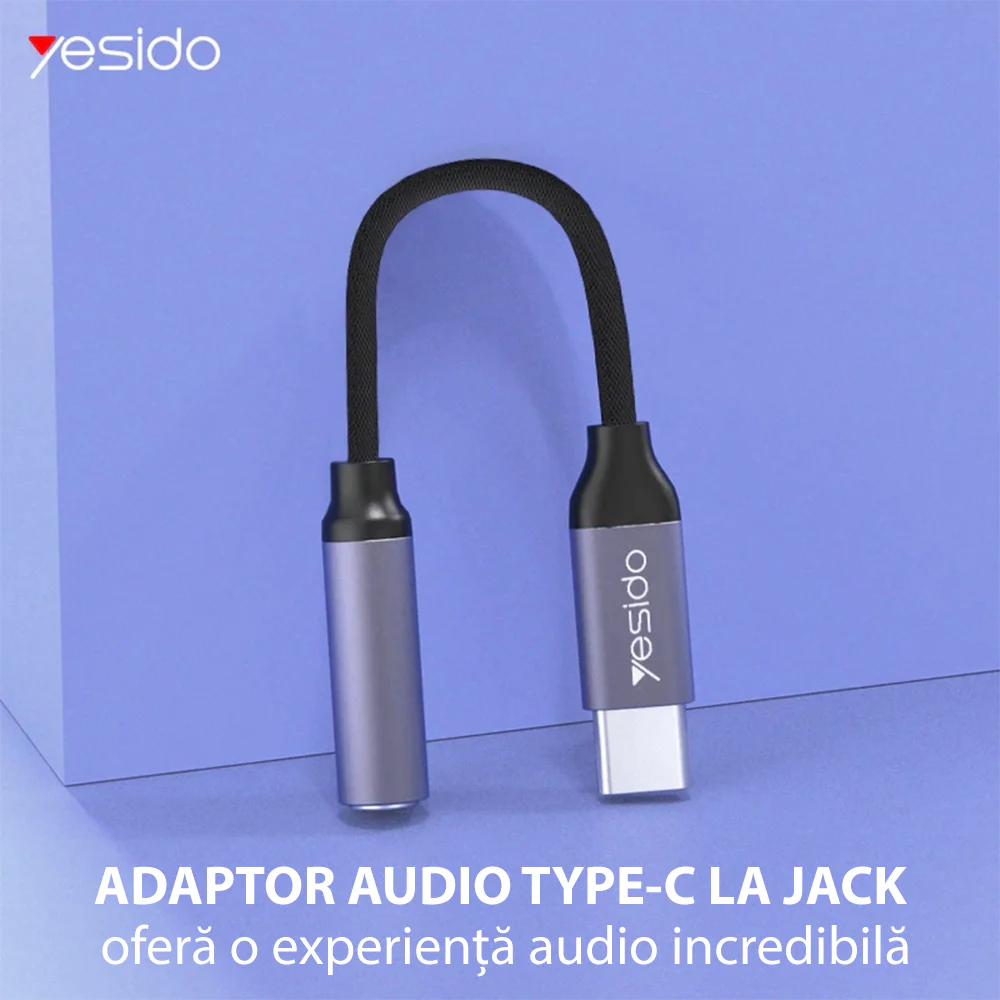 USB-C to 3.5mm Audio Adapter Yesido YAU19, Black - Image 2