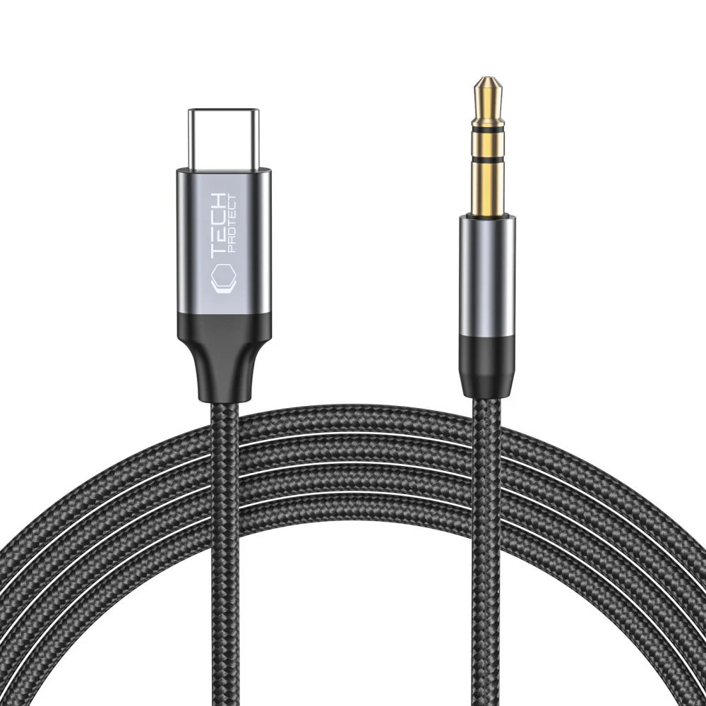 USB-C to 3.5mm Tech-Protect Ultraboost Audio Cable, 1m, Black