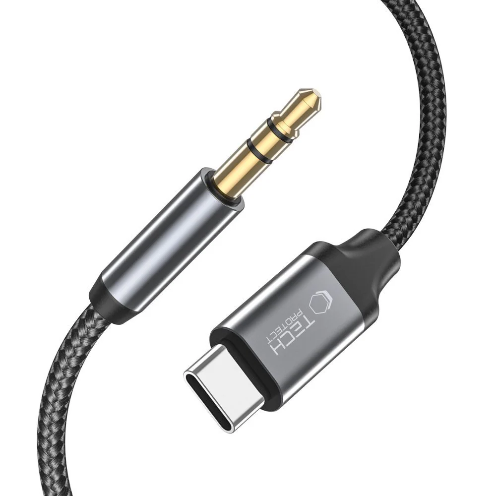 USB-C to 3.5mm Tech-Protect Ultraboost Audio Cable, 1m, Black - Image 2