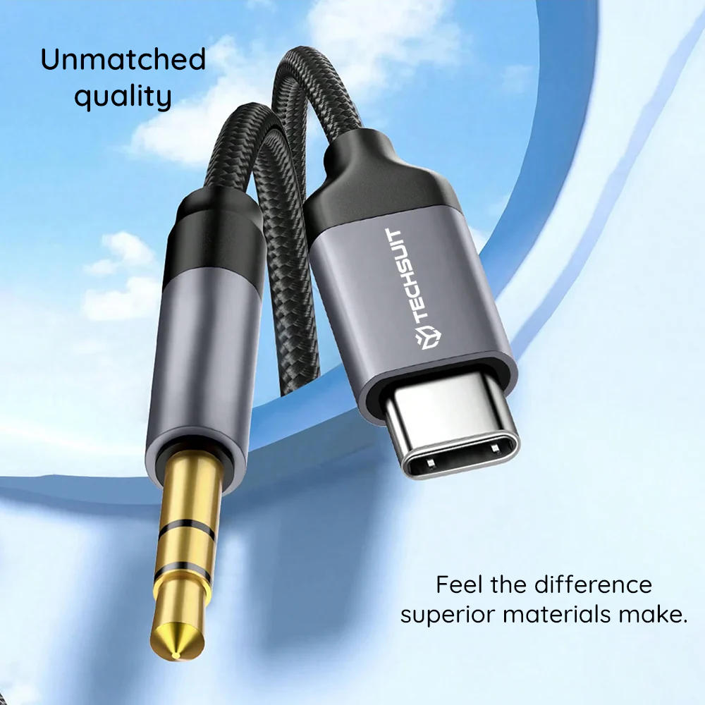USB-C to 3.5mm Techsuit AC11 FuseXound Audio Cable, 0.5m, Gray - Image 6