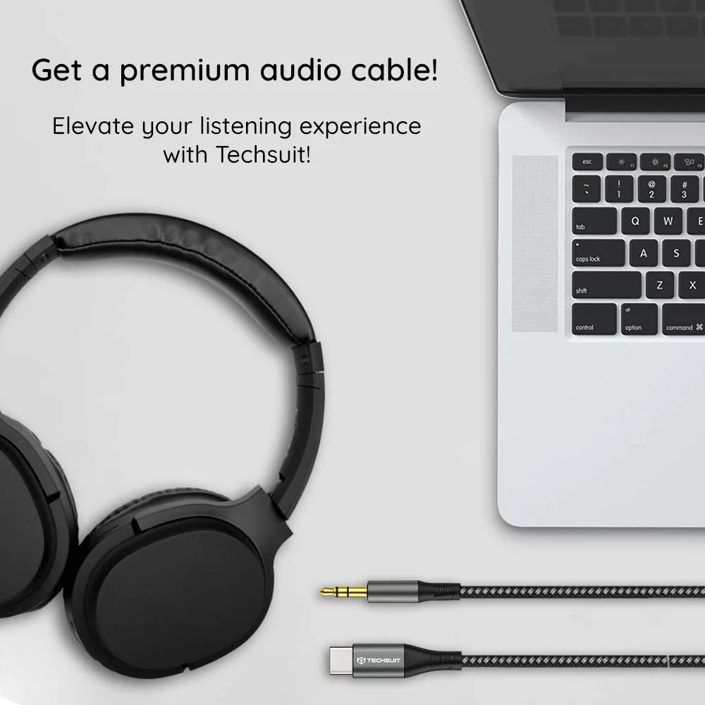 USB-C to 3.5mm Techsuit AC16 NexaSound Audio Cable, 1m, Gray - Image 5
