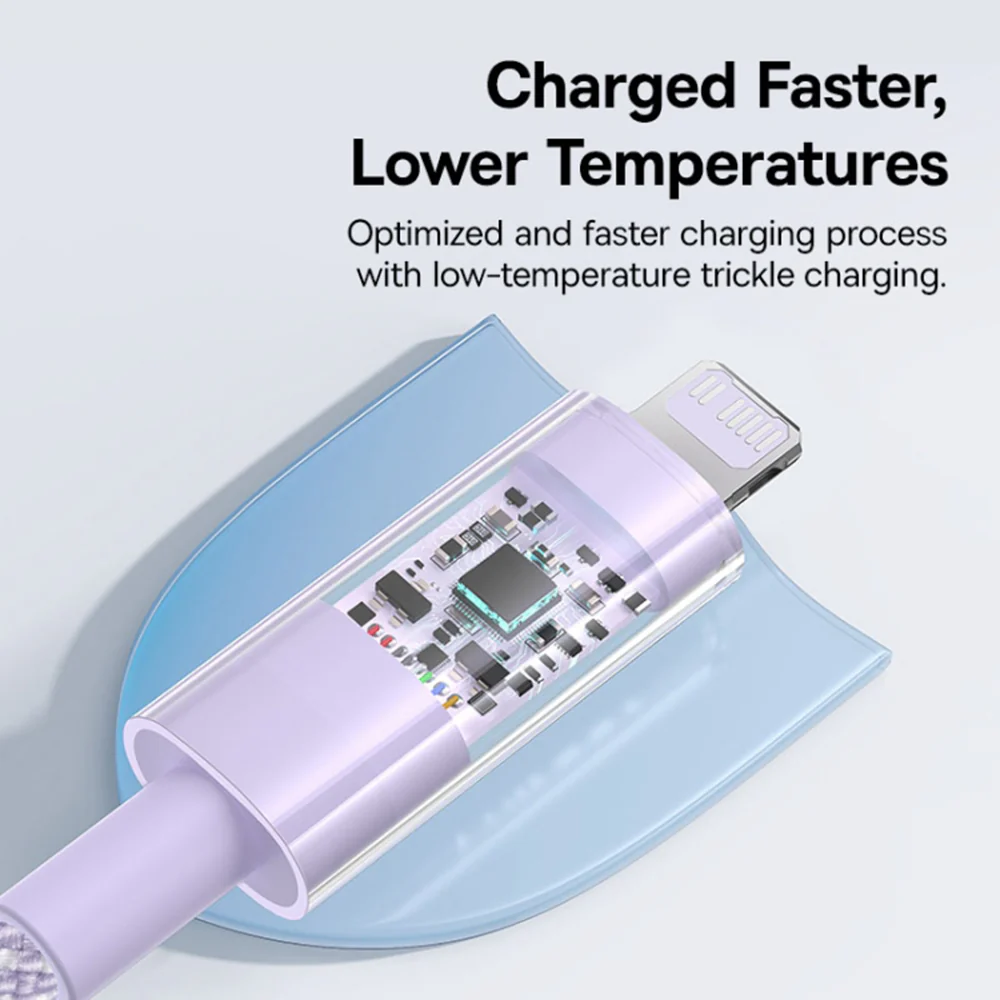 USB-C to Lightning Baseus Gem Data and Charging Cable, 20W, 2m, Purple P10373001511-01 - Image 5