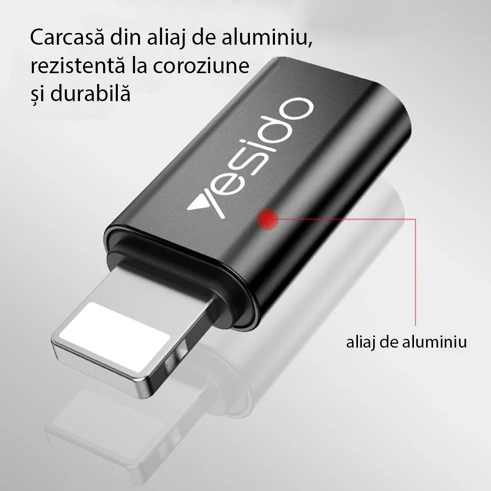 USB-C to Lightning Data and Charging Adapter Yesido GS03, Black - Image 6