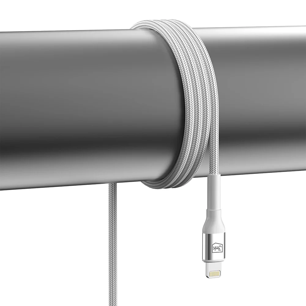USB-C to Lightning Data and Charging Cable 3MK Hyper N, 20W, 1m, White - Image 5