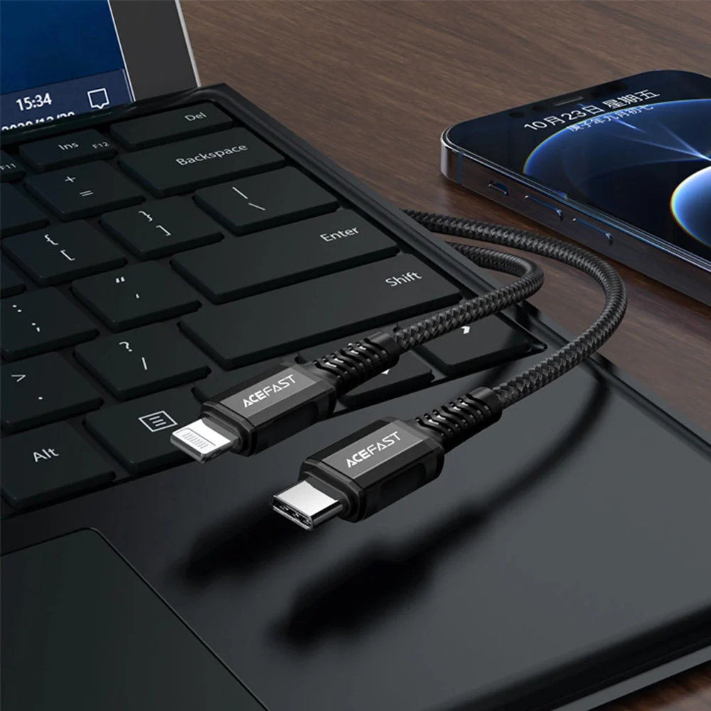 USB-C to Lightning Data and Charging Cable Acefast C1-01, 30W, 1.2m, Black - Image 5