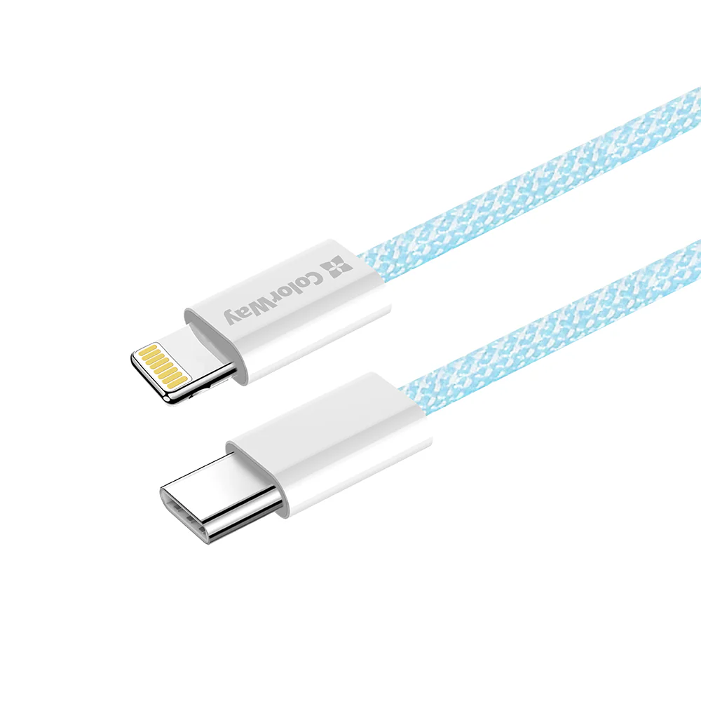 USB-C to Lightning Data and Charging Cable ColorWay CW-CBPDCL061, 27W, 1m, Blue - Image 4
