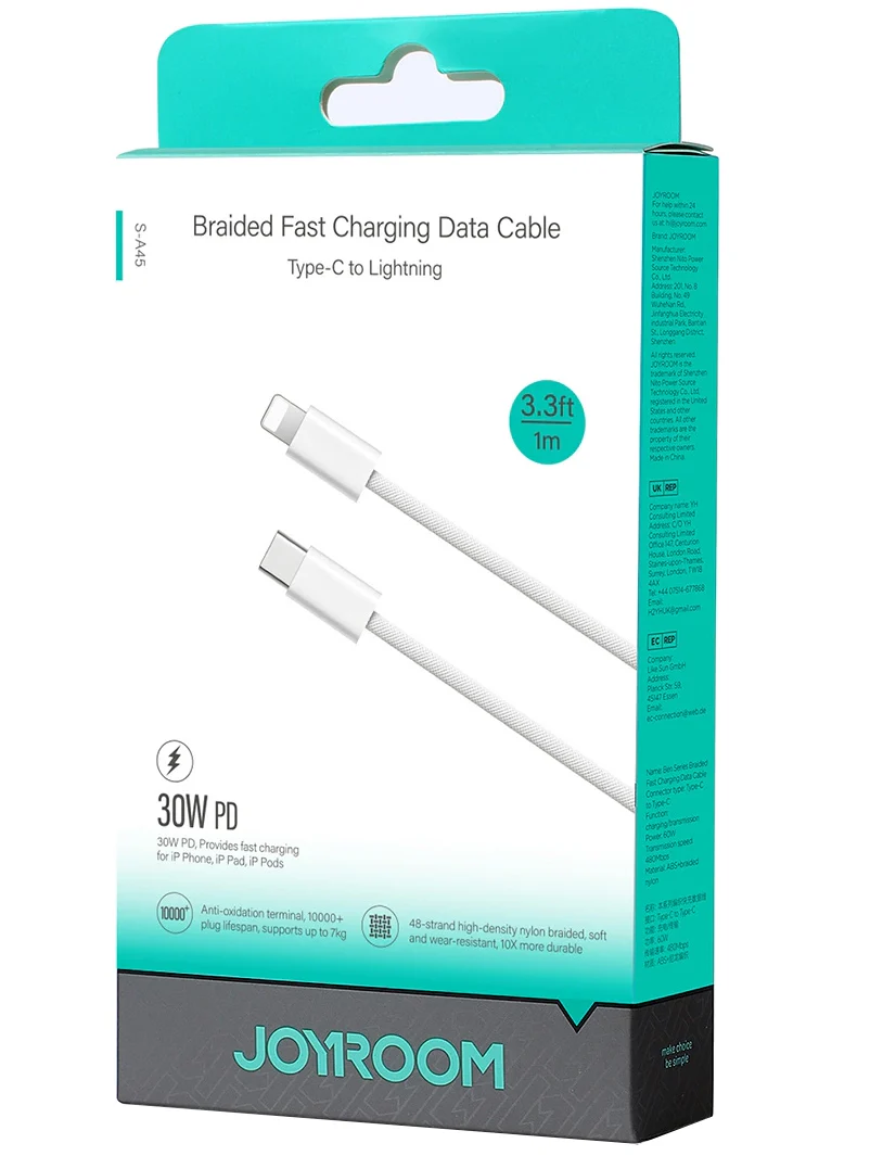 USB-C to Lightning Data and Charging Cable Joyroom S-A45, 30W, 1m, White - Image 9