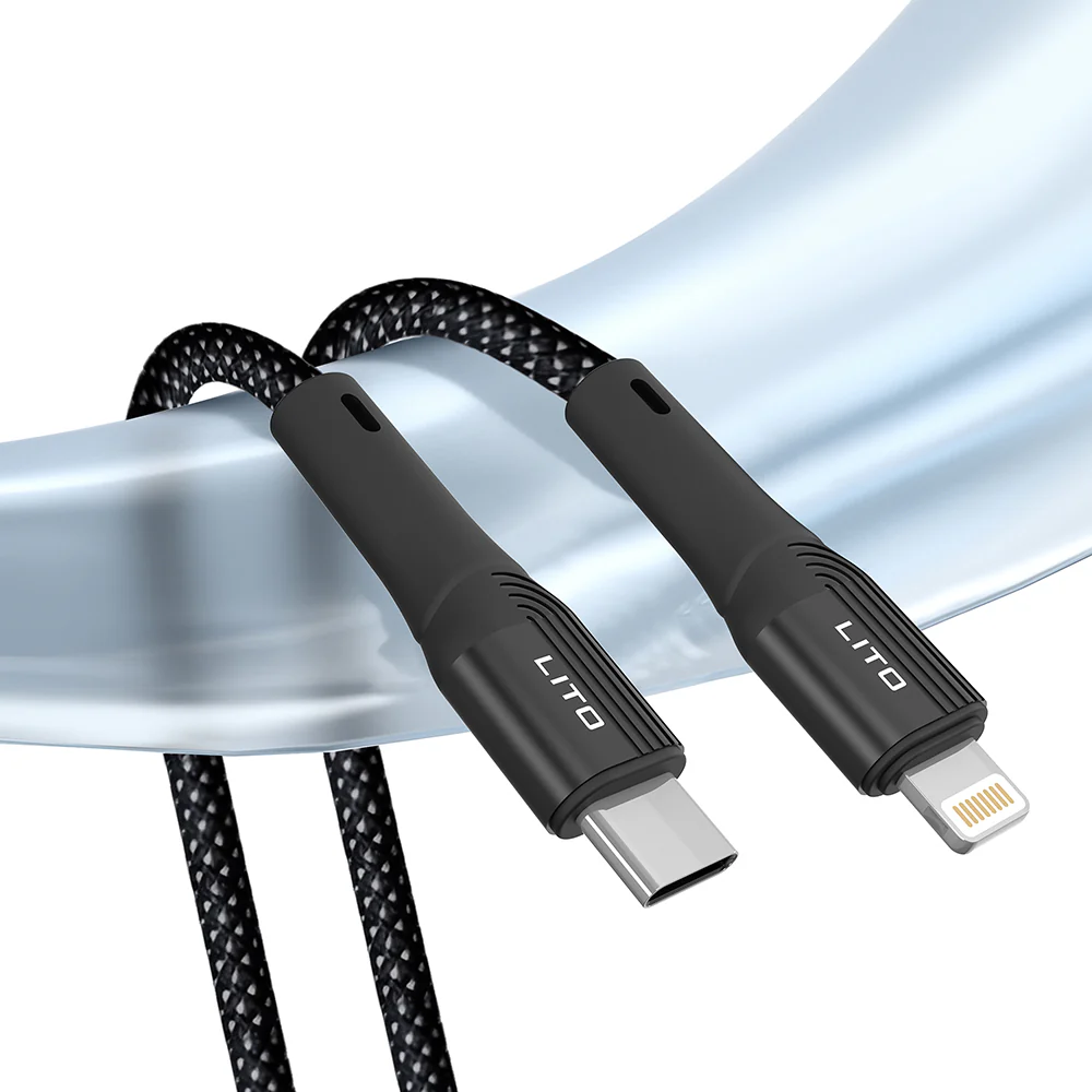 USB-C to Lightning Data and Charging Cable Lito LD14CL, 30W, 1m, Black - Image 2