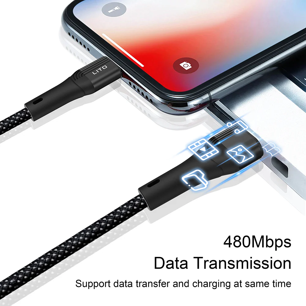 USB-C to Lightning Data and Charging Cable Lito LD14CL, 30W, 1m, Black - Image 5