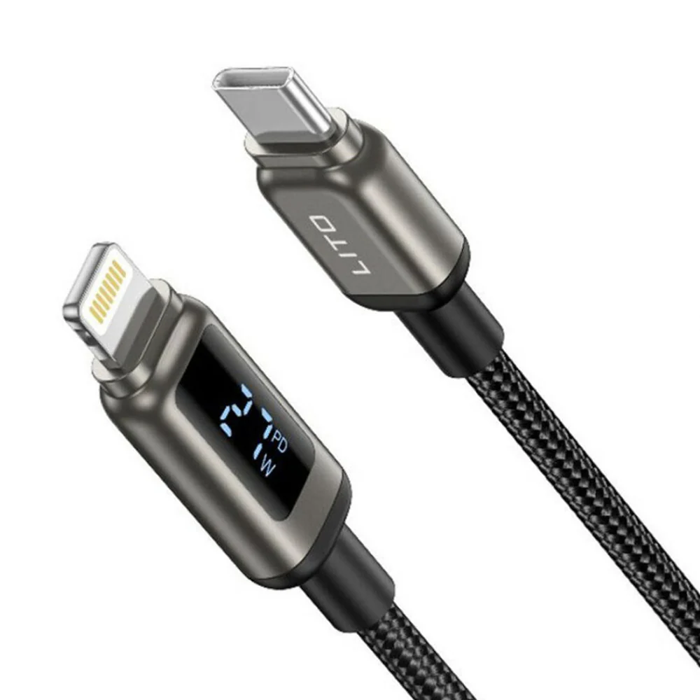 USB-C to Lightning Data and Charging Cable Lito LD15 Display, 27W, 1m, Black - Image 2