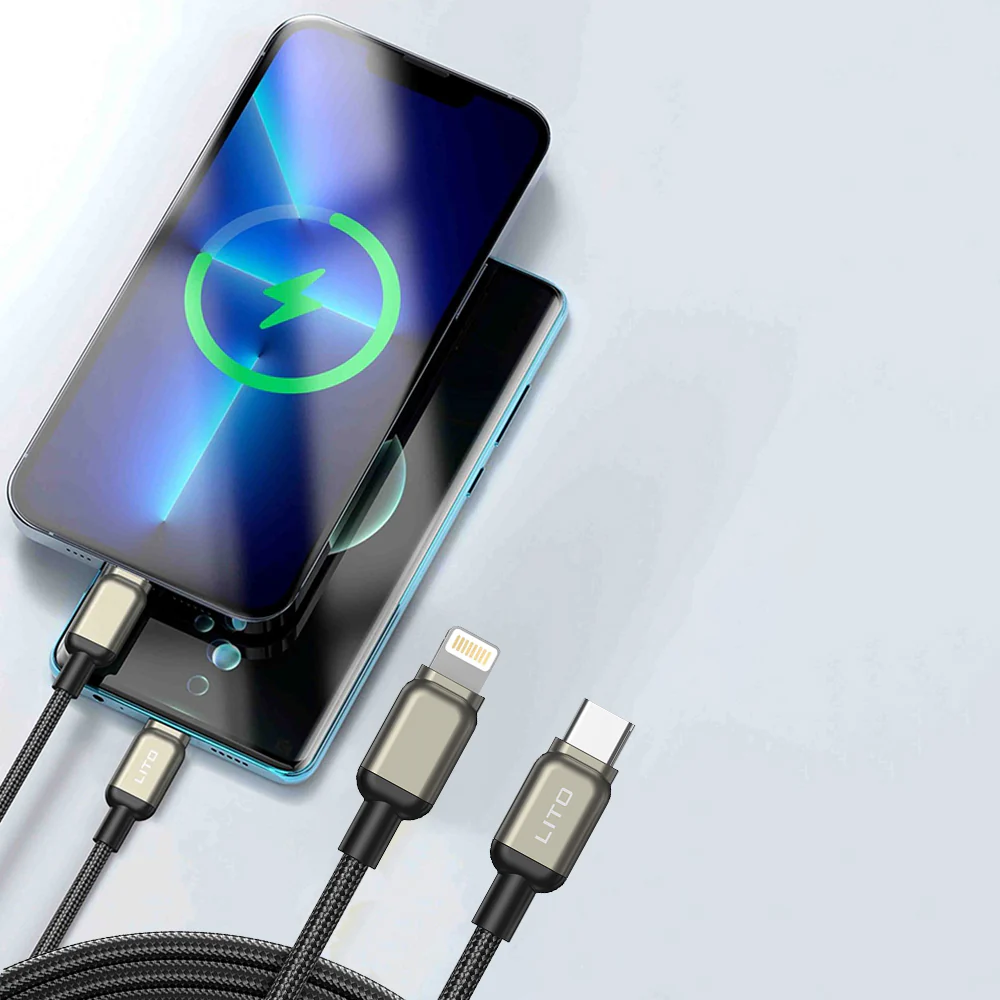 USB-C to Lightning Data and Charging Cable Lito LD17, 20W, 1m, Black - Image 2