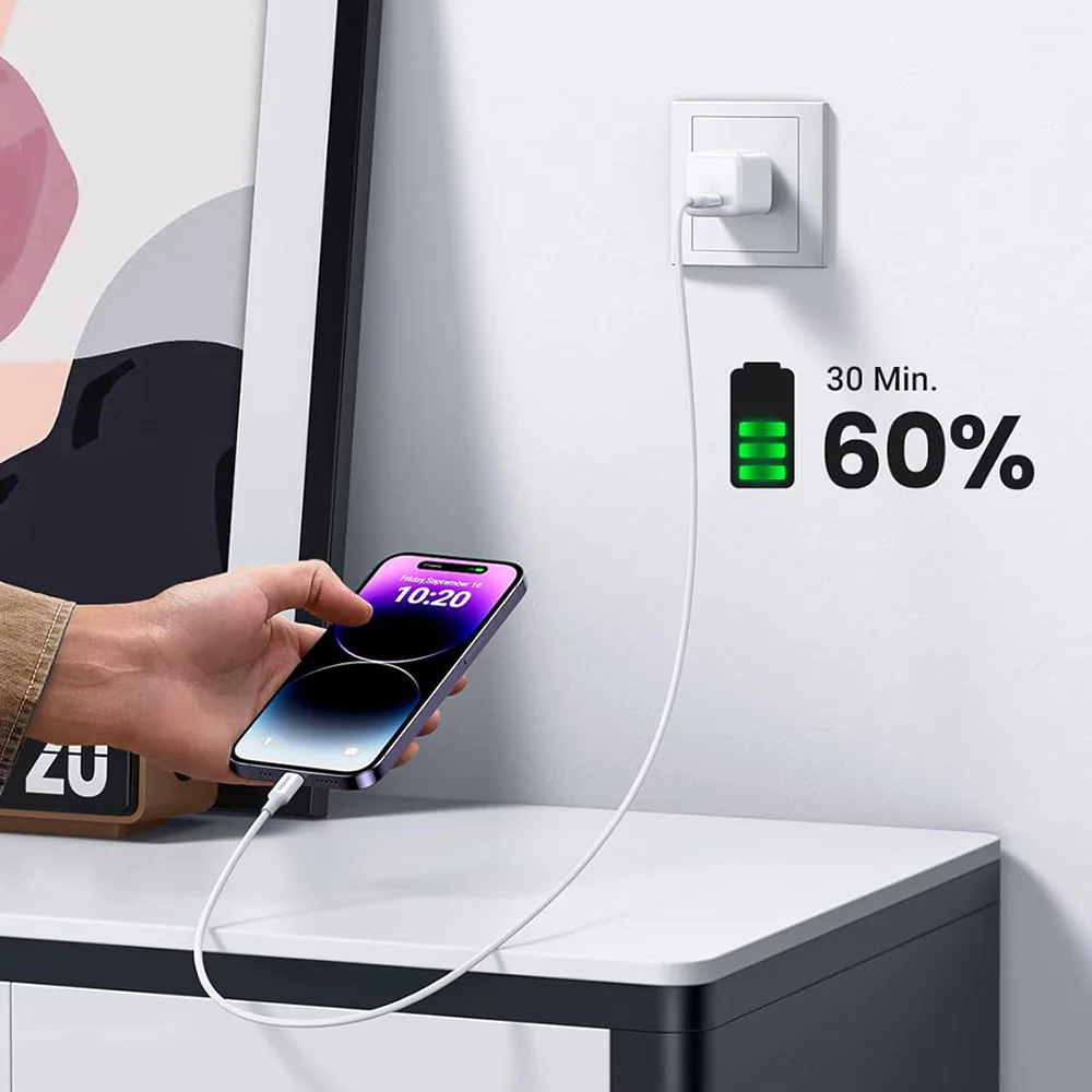 USB-C to Lightning Data and Charging Cable UGREEN US171 (10493), 20W, 1m, White - Image 3