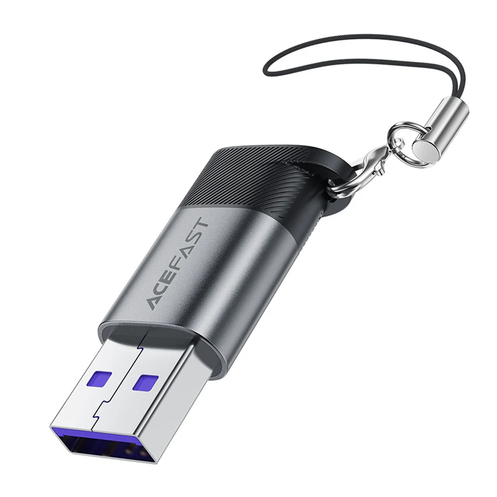 USB-C to USB-A Data and Charging Adapter Acefast J8, Gray - Image 2