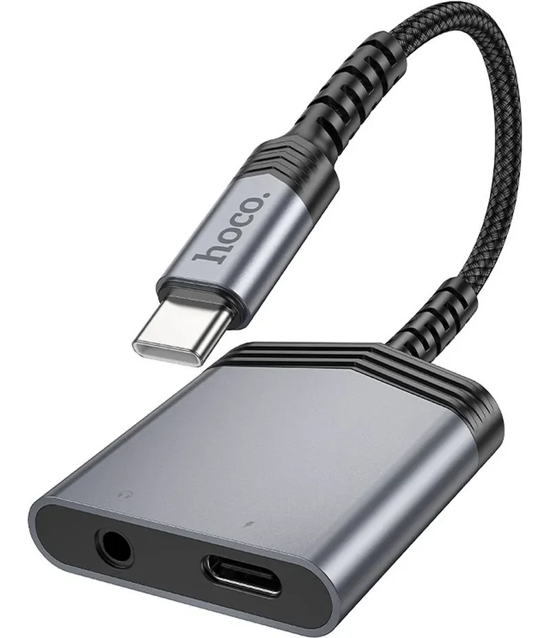 USB-C to USB-C / 3.5mm HOCO LS39 Audio Adapter, Black - Image 2