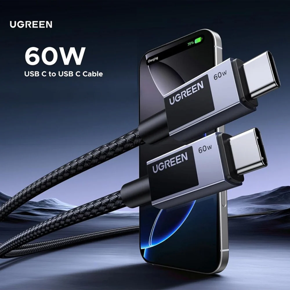 USB-C to USB-C Data and Charging Cable UGREEN L524, 60W, 1m, Gray - Image 6