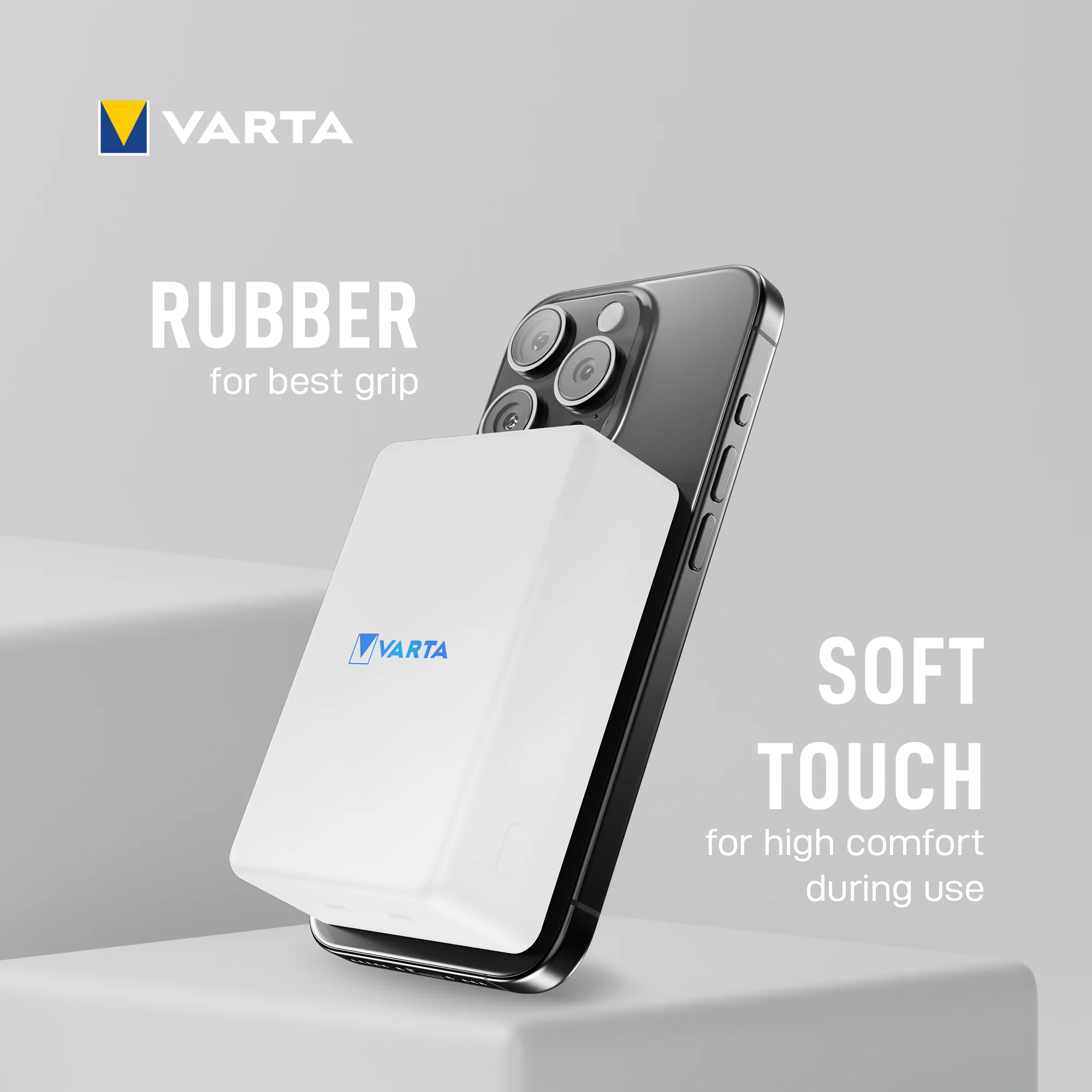 Varta Mag Pro Wireless External Battery, 10000mAh, 20W, 1 x QI - 2 x USB-C, White - Image 5