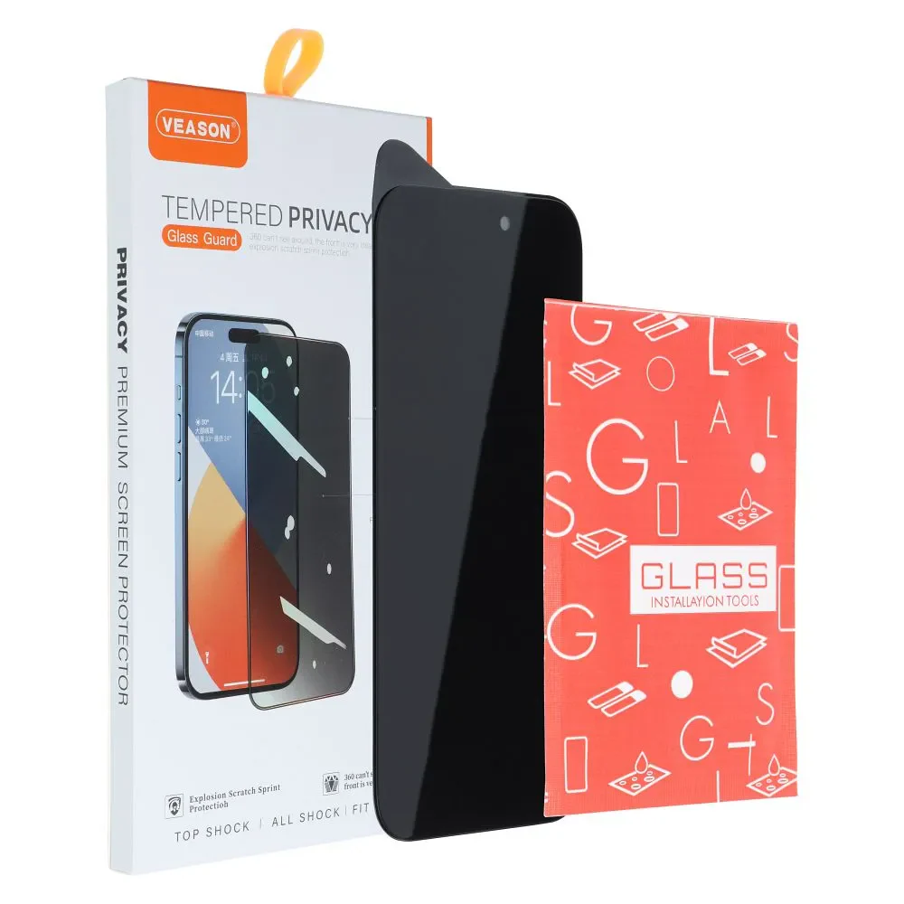 Veason Privacy Screen Protector for Apple iPhone 16 Pro Max, Tempered Glass, Full Glue, 6D - Image 3