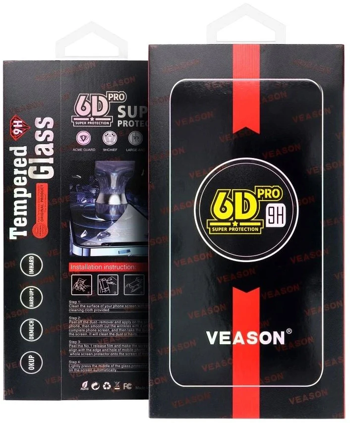 Veason PRO Screen Protector for Motorola Moto E32s / E22s / E32 / G22, Tempered Glass, Full Glue, 6D, Black - Image 5