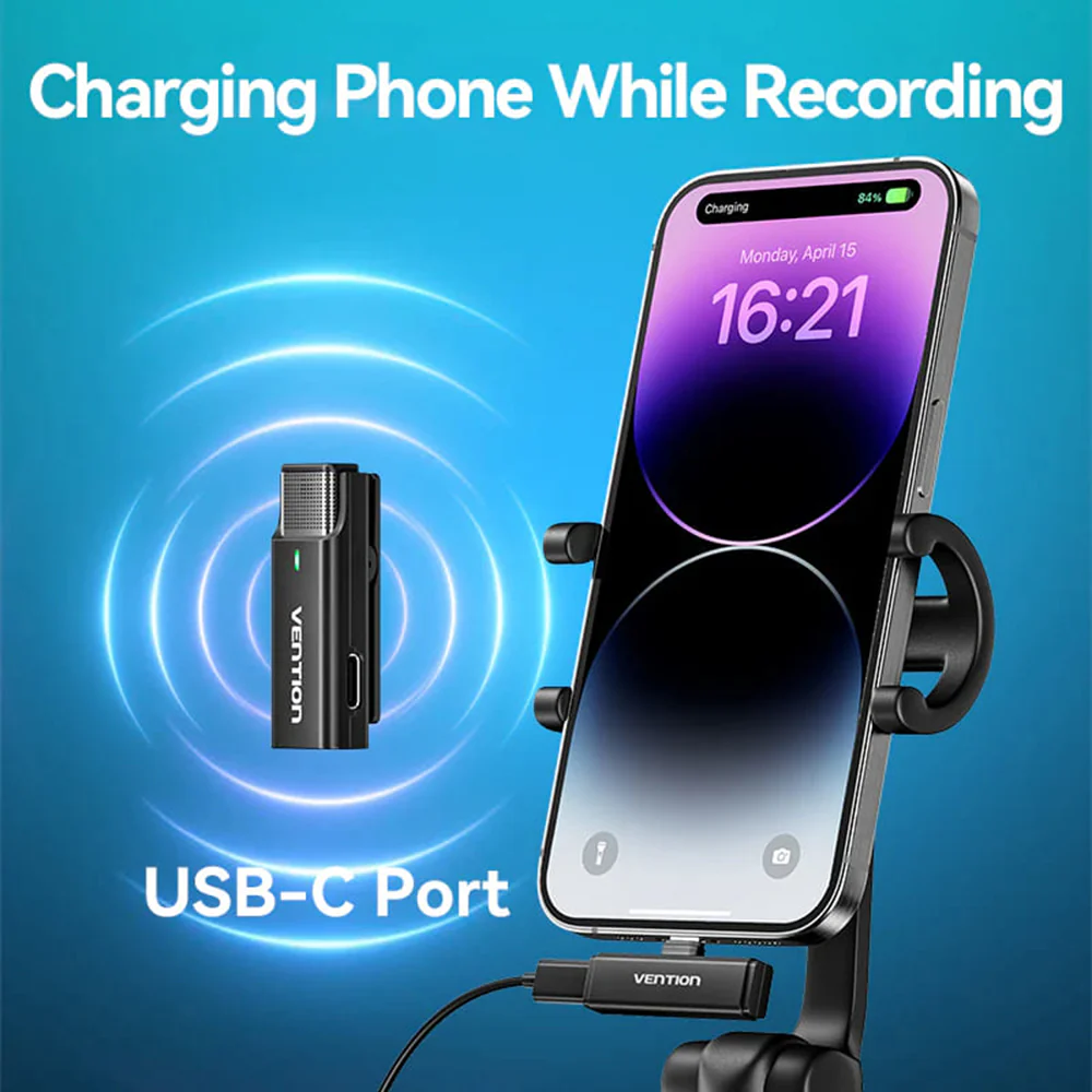 Vention Clip-On Lavalier, USB-C, Set of 2 pieces, Black - Image 3