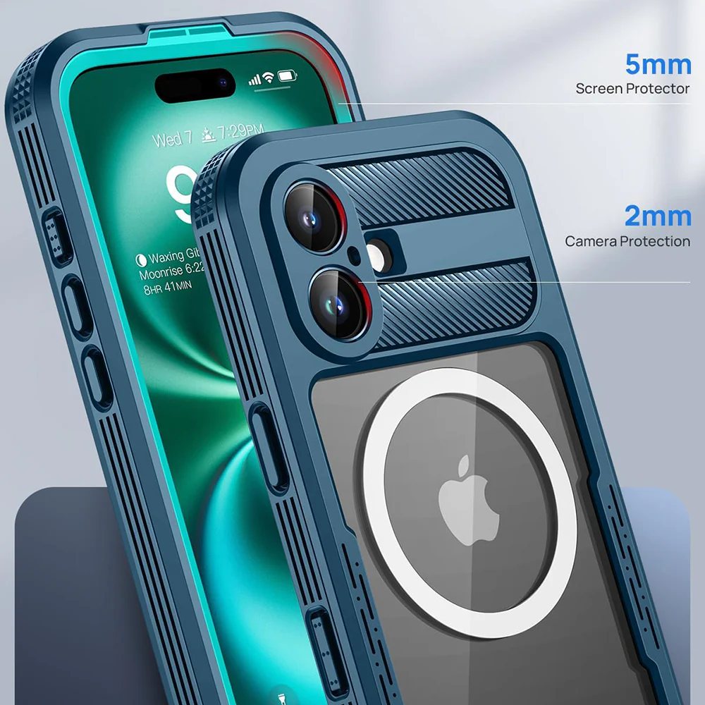 Waterproof Case for Apple iPhone 16, ShellBox, Carbon, Black - Image 3