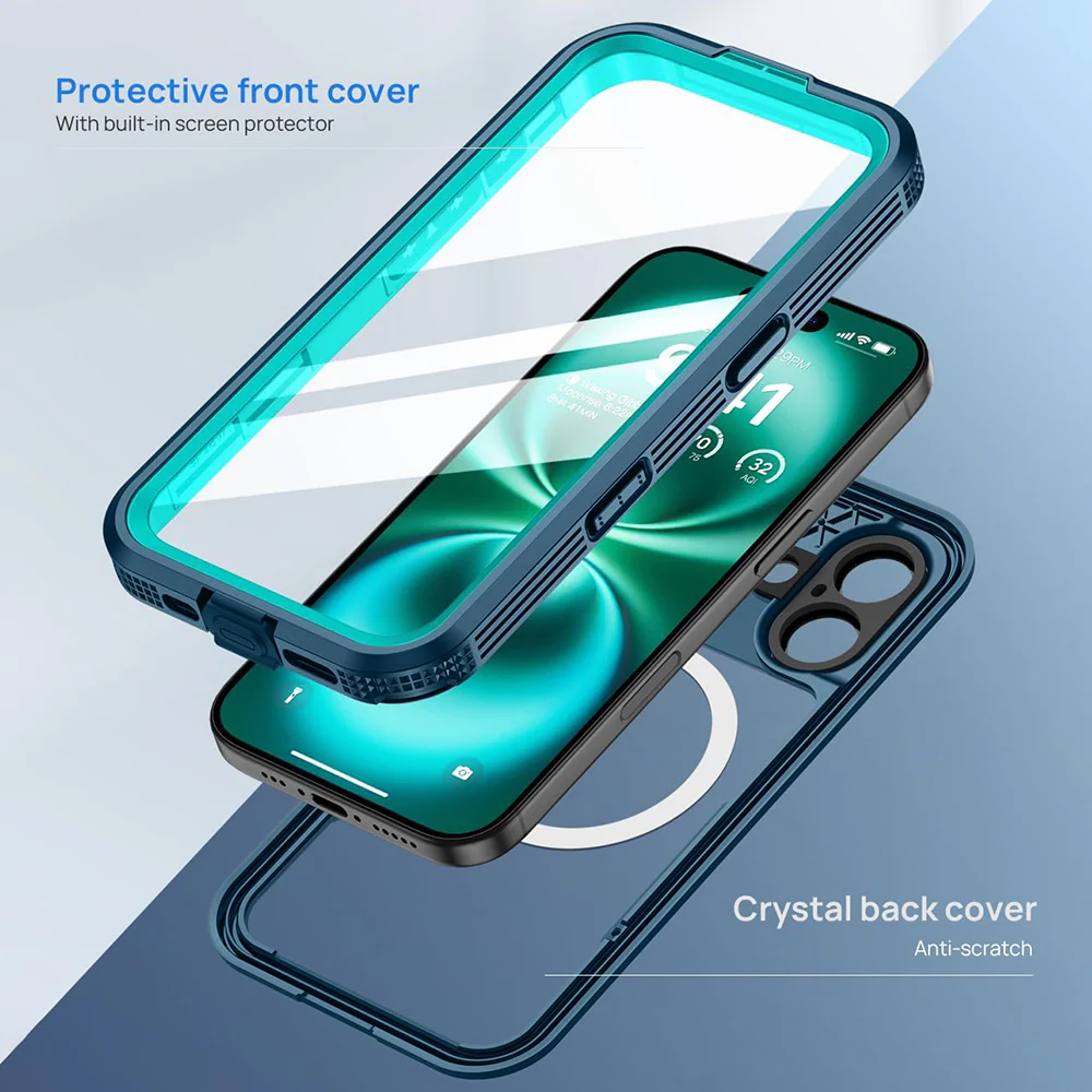 Waterproof Case for Apple iPhone 16, ShellBox, Carbon, Black - Image 4