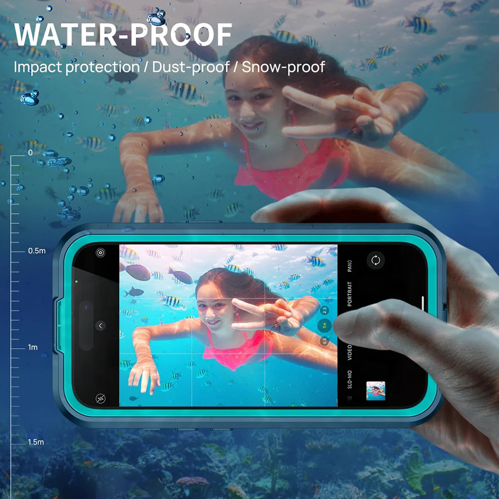 Waterproof Case for Apple iPhone 16, ShellBox, Carbon, Black - Image 5