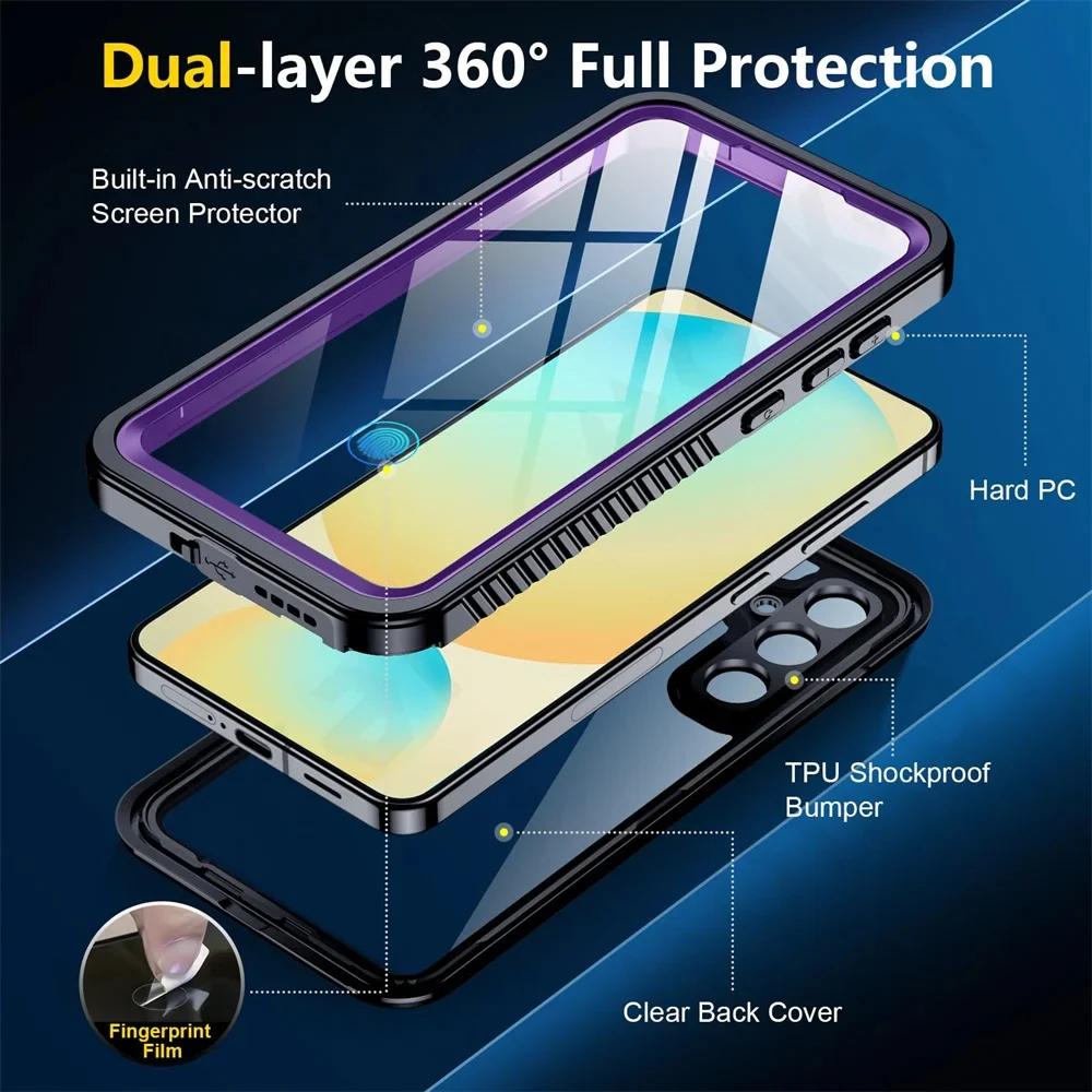 Waterproof Case for Samsung Galaxy S25 S931, ShellBox, Black - Image 5