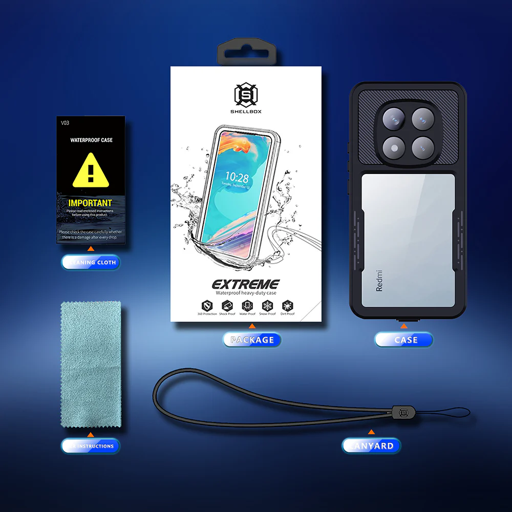 Waterproof Case for Xiaomi Poco X7 / Redmi Note 14 Pro 5G, ShellBox, Black - Image 7
