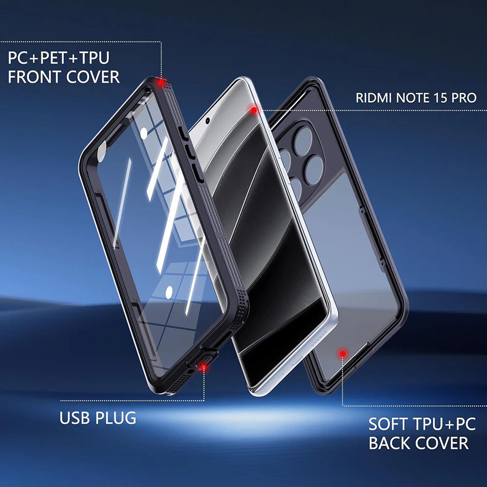 Waterproof Case for Xiaomi Redmi Note 15 Pro 5G, ShellBox, Black - Image 5