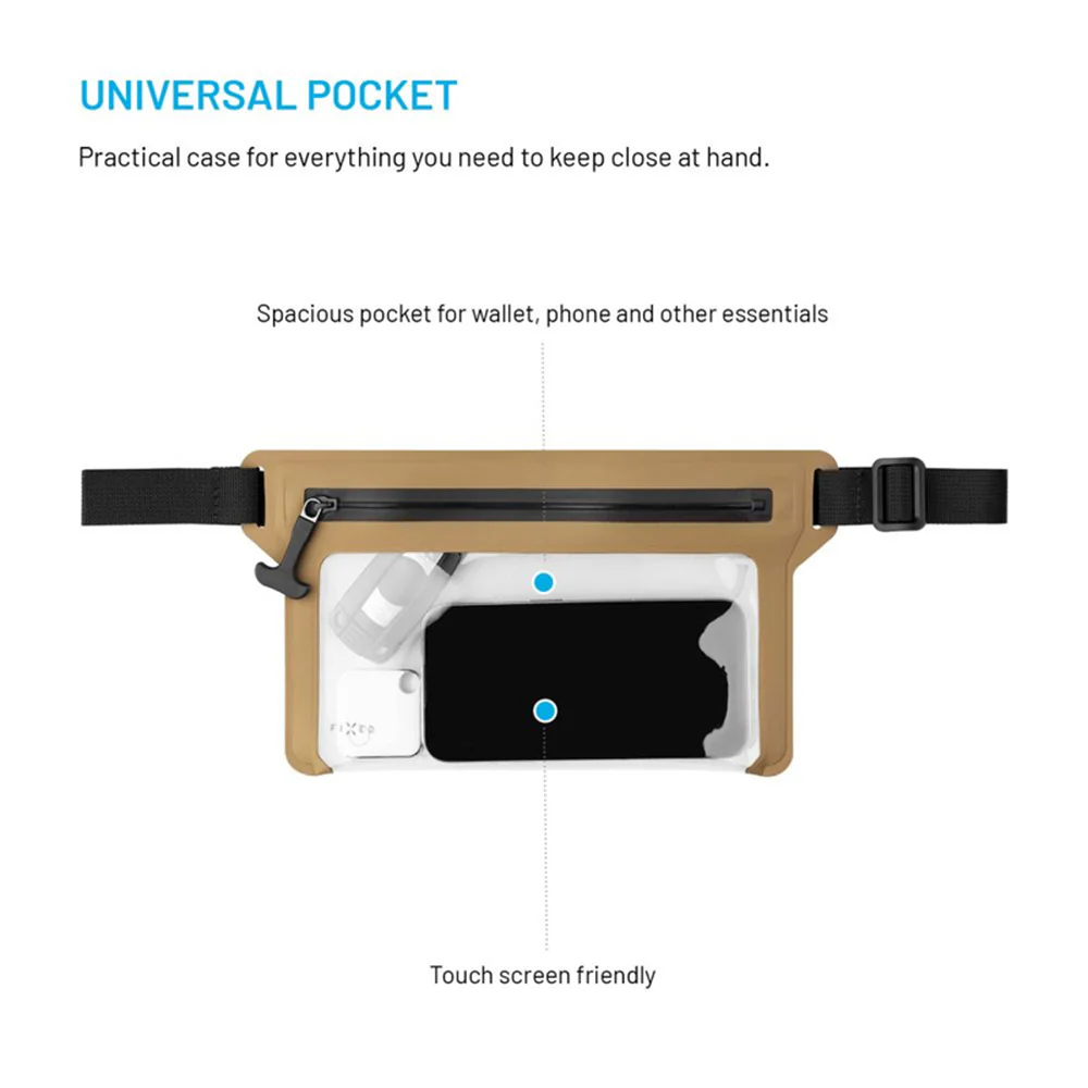Waterproof Fixed Waist Bag, Universal, Beige - Image 4