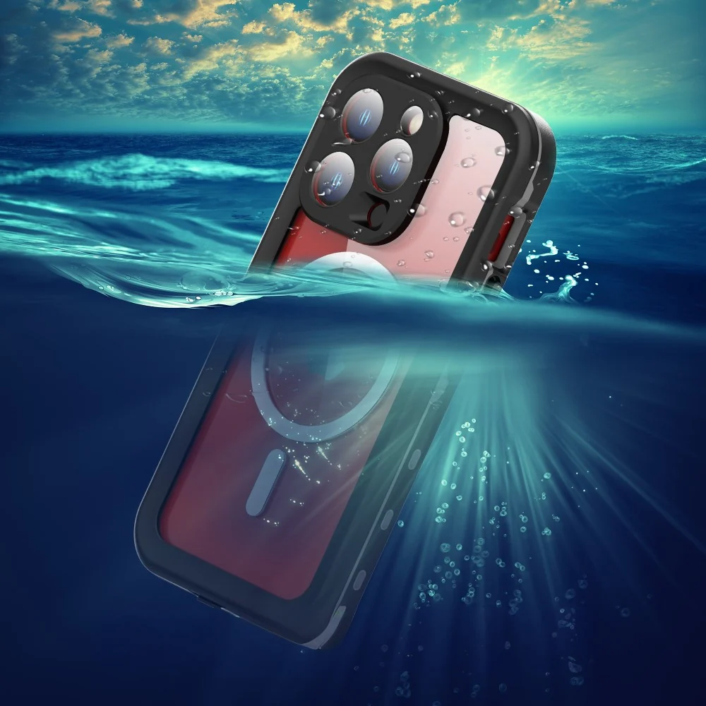 Waterproof MagSafe Case for Apple iPhone 15 Pro, ShellBox, Black - Image 4