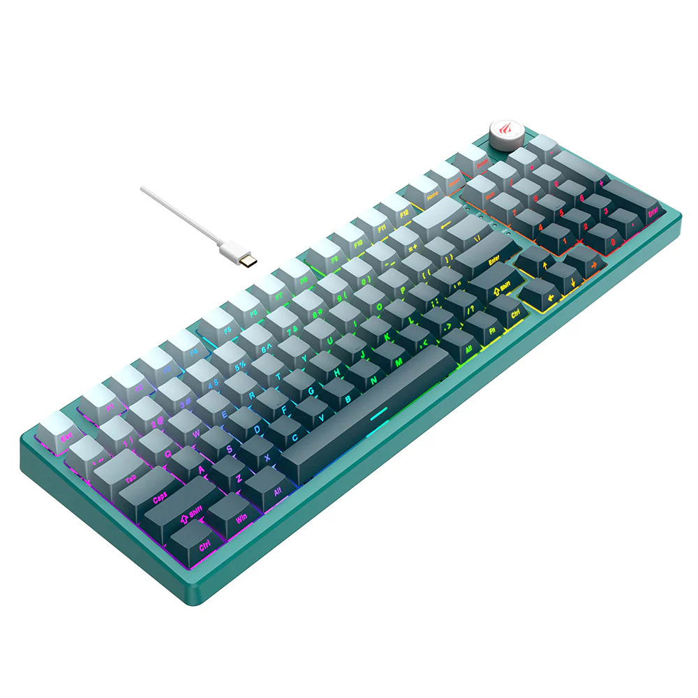 Wired USB Gaming Keyboard HAVIT KB899L, RGB, 1.8m, White Green - Image 2