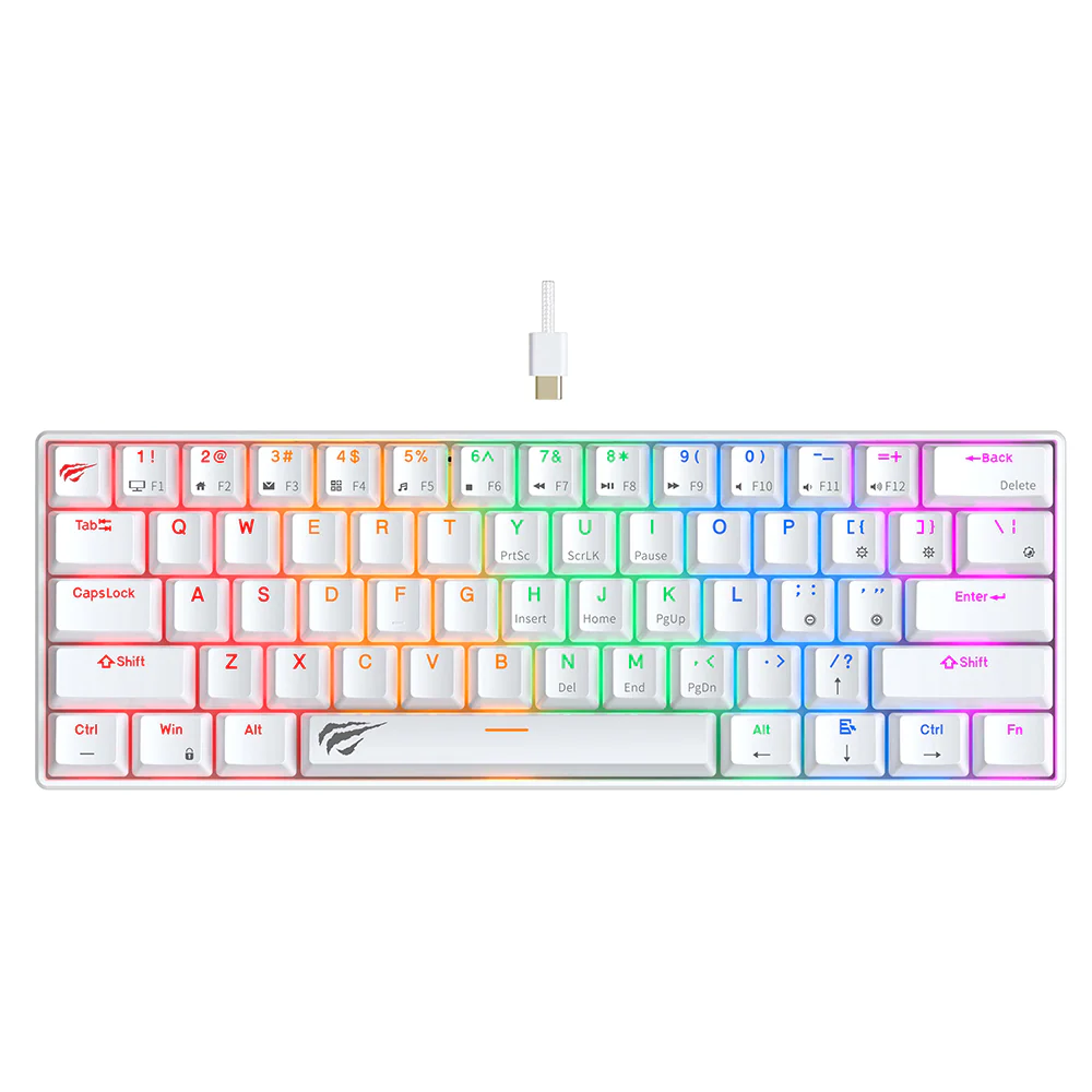 Wired USB Gaming Keyboard HAVIT KB903L, RGB, 1.8m, White