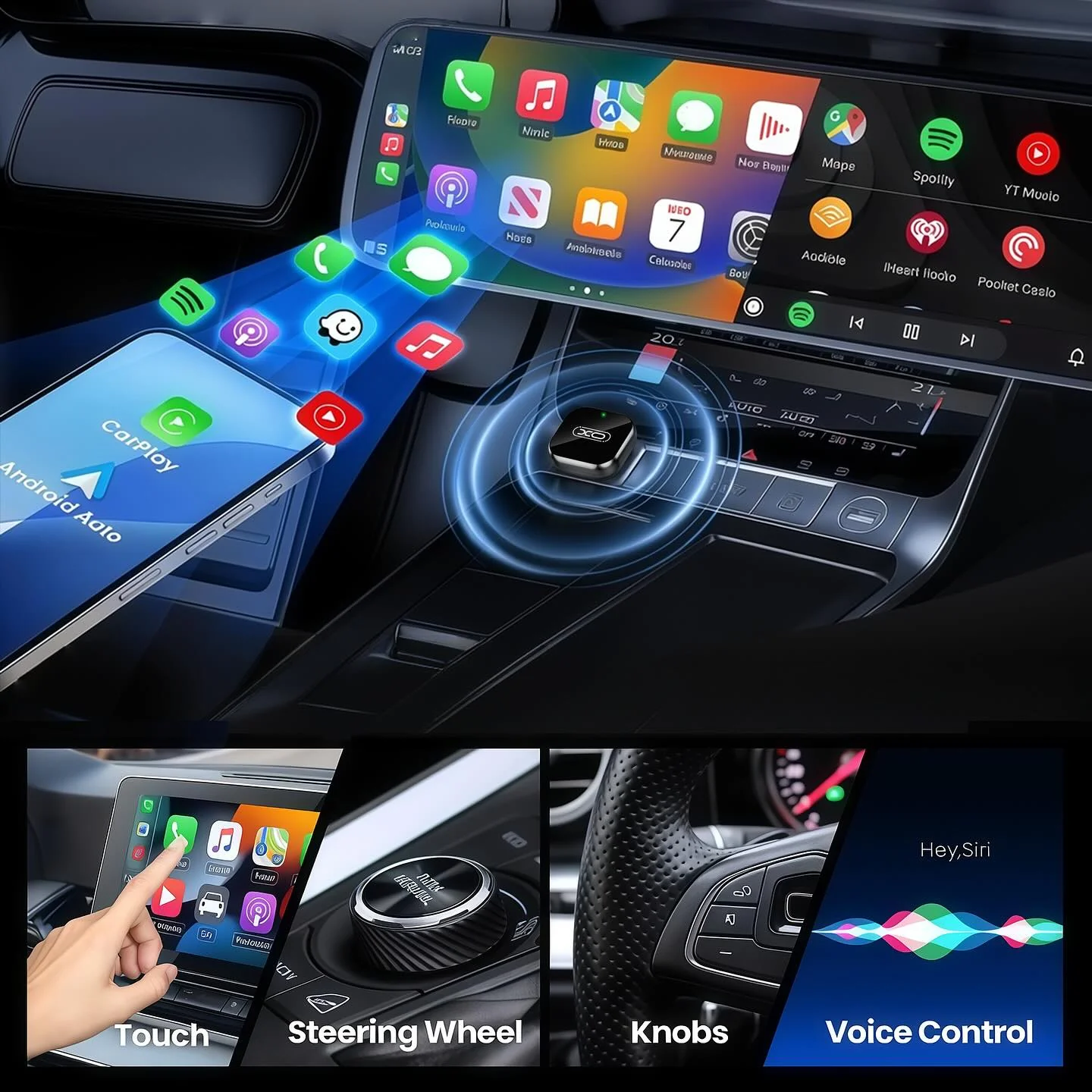 Wireless Carplay / Android Auto Adapter XO Design CZ026 mini for Apple iPhone / Android Series - Image 3