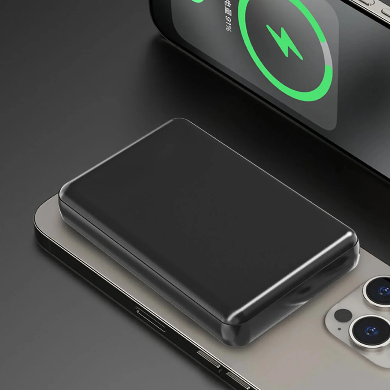 Wireless External Battery Dudao K14S, 5000mAh, 20W, QC + PD + FQI, 1 x QI - 1 x USB-A - 1 x USB-C, Black - Image 4