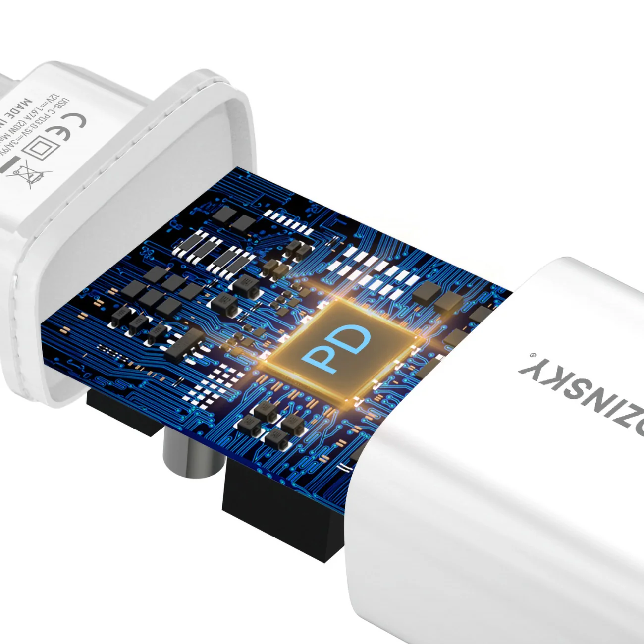WZK WGWCCW Network Charger, 20W, 3A, 1 x USB-C, White - Image 4